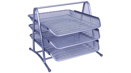 BANDEJA SOBREMESA METALICA REJILLA PLATA -3 NIVELES 350X278X275