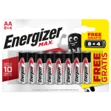 PILAS ENERGIZER MAX ALCALINAS AA LR6  8+4 UNIDADES