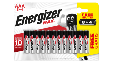 PILAS ENERGIZER MAX ALCALINAS AAA LR6  8+4 UNIDADES