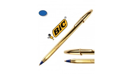 BOLIGRAFO BIC CRISTAL CELEBRATION ORO TINTA AZUL