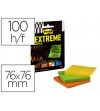 NOTAS ADHESIVAS QUITA Y PON POST-IT EXTREME 76X76 MM CON 45 HOJAS PACK DE 3 UNIDADES AMARILLO NARANJA Y VERDE