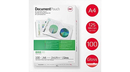 BOLSA PLASTIFICAR A4 303 X 216 MM 125 MC CAJA 100 UNIDADES GBC