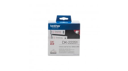 ETIQUETA BROTHER  DK22251  - CONTINUA ANCHO 62 MM ROLLO 15.24 MT. TERMICA IMPRESION NEGRO ROJO