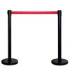POSTE METALICO NEGRO, C/CINTA ROJA 2 M. RETRACTIL - 1 UNIDAD