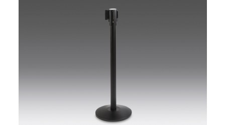 POSTE METALICO NEGRO, C/CINTA ROJA 2 M. RETRACTIL - 1 UNIDAD