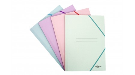 CARPETA GOMAS CARTON FOLIO 3 SOLAPAS COLORES PASTEL 4 UNIDADES