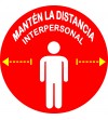 SEÑALIZACION SUELO "MANTEN LA DISTANCIA INTERPERSONAL"  CIRCULO 30 CM  ROJO/BLANCO