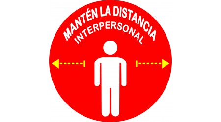 SEÑALIZACION SUELO "MANTEN LA DISTANCIA INTERPERSONAL"  CIRCULO 30 CM  ROJO/BLANCO