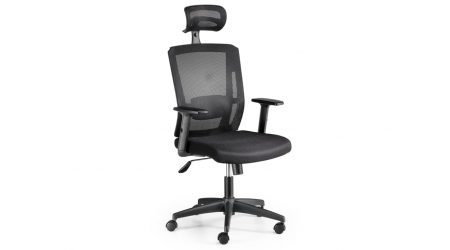 SILLA OPERATIVA SOFIA RESPALDO MALLA CON REPOSACABEZAS NEGRA