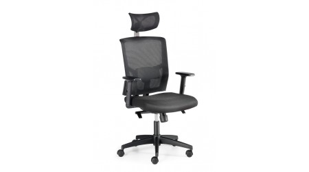 SILLA OPERATIVA VIENA SYNCRON RESPALDO MALLA CON REPOSACABEZAS NEGRA