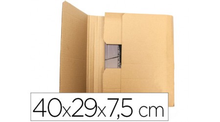 CAJA ENVIO LIBROS 400 x 290 x 75 mm KRAFT  PACK 5 UNIDADES