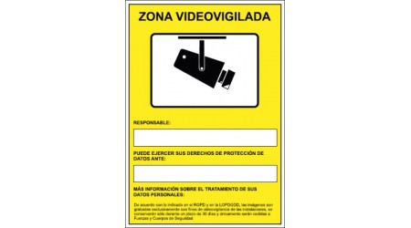 SEÑAL 210x297 PVC ZONA VIDEOVIGILADA