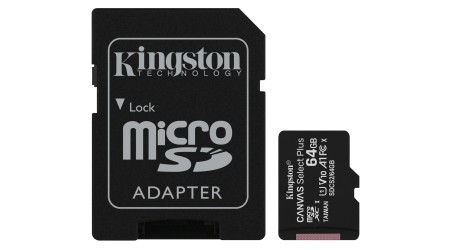 MEMORIA MICRO SD XC  64 GB KINGSTON CON ADAPTADOR CLASE 10