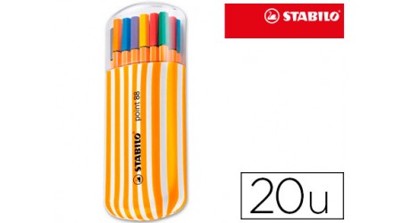 ROTULADOR PUNTA FIBRA STABILO POINT 88 ESTUCHE 20 SURTIDOS 8820-02 ZEBRUI