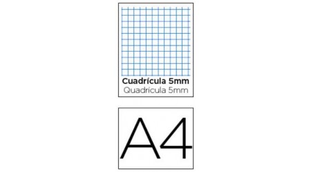RECAMBIO A4 CUADRO 5x5  90 GR. 100 HOJAS 4 ANILLAS