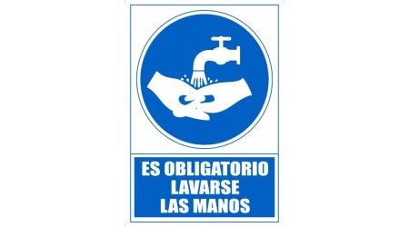 SEÑAL PVC A4 "ES OBLIGATORIO LAVARSE LAS MANOS"