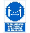 SEÑAL PVC A4 "ES OBLIGATORIO MANTENER 2 METROS DE DISTANCIA DE SEGURIDAD"