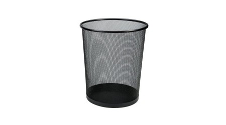 PAPELERA METAL REJILLA REDONDA NEGRA DIAMETRO 28-21,5 CM ALTURA 27 CM