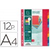 SEPARADOR EXACOMPTA CARTULINA SIMIL PRESPAN JUEGO DE 12 SEPARADORES DIN A4 MULTITALADRO COLORES VIVOS