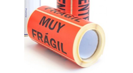 ETIQUETA ROLLO MUY FRAGIL 100x50 MM. 200 ETIQUETAS