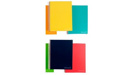 CUADERNO ESPIRAL LIDERPAPEL A4 MICRO JOLLY TAPA FORRADA 140H 75 GR CUADRO 5MM 5 BANDAS4 TALADROS COLORES SURTIDOS