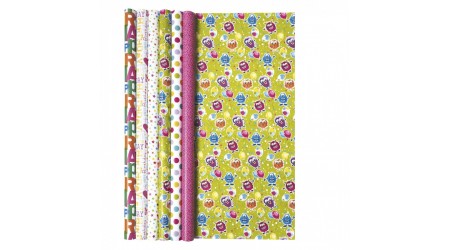 PAPEL REGALO INFANTIL 2 ROLLOS DE 1x0,70MT MODELOS SURTIDOS