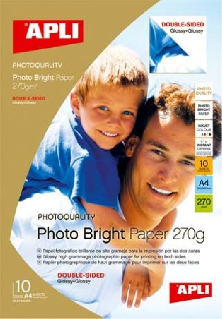 PAPEL FOTOGRAFICO BRILLANTE DOBLE CARA A4 270G. CARPETA 10H.