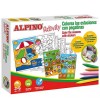 JUEGO ALPINO ACTIVITY COLOREA CON PEGATINAS + 12 CERAS DE COLORES