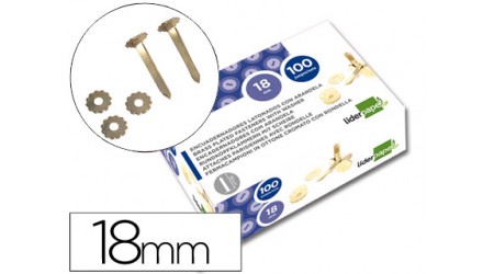 ENCUADERNADORES 18 MM CON ARANDELA 100 UNIDADES