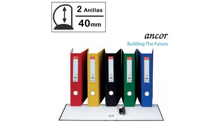CARPETA FOLIO 2 ANILLAS 40 MM. CARTON FORRADO ANCOR