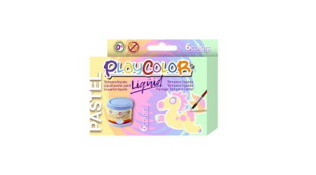 TEMPERA ESCOLAR PLAYCOLOR LIQUID 6 UNIDADES 40ML. COLORES PASTEL