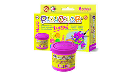 TEMPERA ESCOLAR PLAYCOLOR LIQUID FLUO 6 UNIDADES 40ML. COLORES SURTIDOS FLUOR