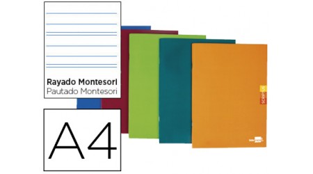 LIBRETA LIDERPAPEL SCRIPTUS A4 48 HOJAS 90G/M2 RAYADO MONTESSORI 5MM CON MARGEN