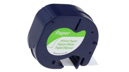 CINTA ROTULADORA COMPATIBLE DYMO LETRATAG 91200 PAPEL BLANCO 12MMX4MT