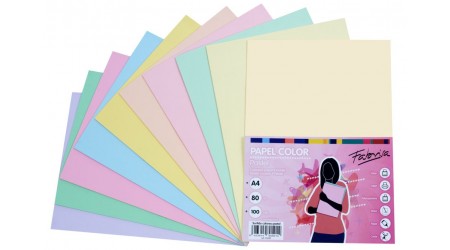 PAPEL A4 COLOR 80 GR PAQUETE DE 100 HOJAS -10 COLORES SURTIDOS