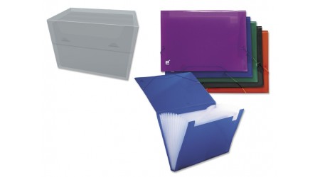 CARPETA CLASIFICADORA PP A4 12 DEPART. C/GOMA COLORES TRANSLUCIDOS SURTIDOS