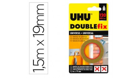 CINTA ADHESIVA DOBLE CARA UHU 1,5M X 19MM MONTA KIT  PROFESIONAL - EXTRA FUERTE