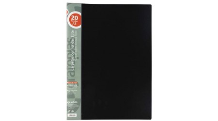 CARPETA ESCAPARATE GRAFOPLAS ELITE 20 FUNDAS A3 TAPA PERSONALIZABLE PP SEMIRRIGIDO NEGRO