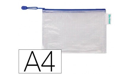 SOBRE PLASTICO A4 CREMALLERA PVC CON CORREA AZUL