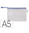 SOBRE PLASTICO A5 CREMALLERA PVC CON CORREA AZUL