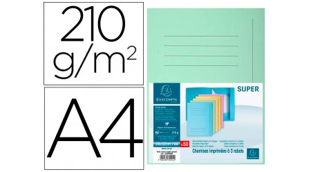 SUBCARPETA EXACOMPTA A4 3 SOLAPAS COLOR VERDE CLARO 210GR.