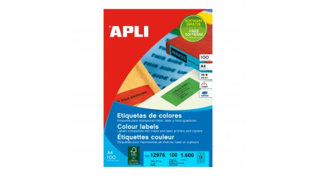 ETIQUETA A4 APLI 12976 100 H. 105x37 MM. AMARILLO