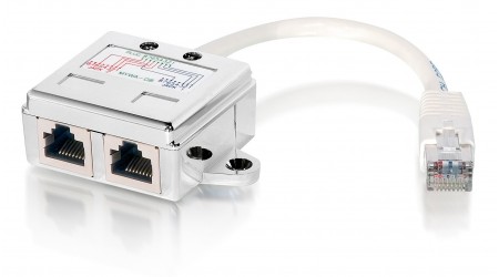 DUPLICADOR RJ45 METALICO BLANCO 1 MACHO A 2 HEMBRA