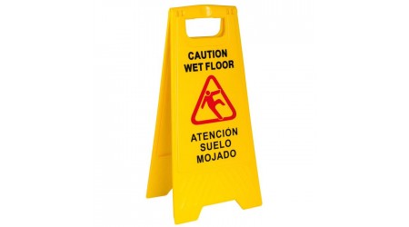 SEÑALIZACION DE SUELO EN PLASTICO VERTICAL "ATENCION SUELO MOJADO"