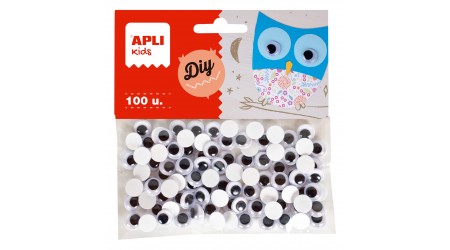 OJOS MOVILES NEGROS 10MM. 100 UDS ADHESIVOS