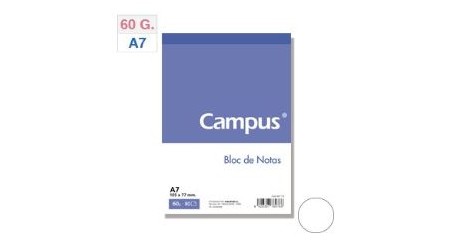 BLOC DE NOTAS PERFORADO A7 80 HOJAS LISO CAMPUS