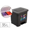 PAPELERA PEDAL PLASTIC-FORTE 2 COMPARTIMENTOS 35 LITROS GRIS OSCURO