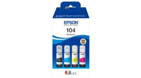 BOTELLA TINTA EPSON ECOTANK 104 PACK 4 BOTELLAS (BCMY) PARA ET2710 ET2810 Y ET2820 SERIES