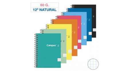 CUADERNO ESPIRAL DOCEAVO NATURAL CUADRICULA 80 HOJAS 60GR. CAMPUS