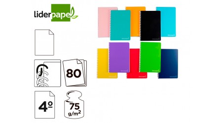CUADERNO 1/4 LIDERPAPEL WITTY TAPA DURA 80H 75GR LISO COLORES SURTIDOS